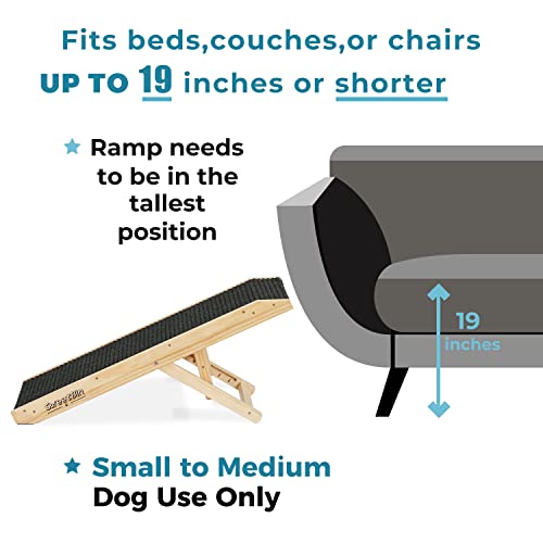 Wooden Folding Pet Ramp with Non Slip Carpet Surface, 4 Levels Height Adjustable Up to 110Lbs N77078