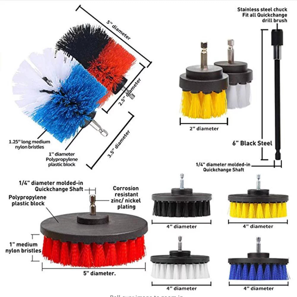 31PCS Electric Drill Brush Set with Cloth Scrub Pads Sponge Extendable Long Attachment Power Scrubber R912