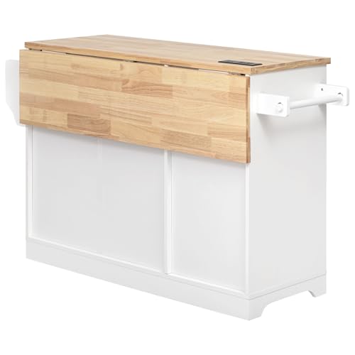 White Kitchen Island with Storage J458