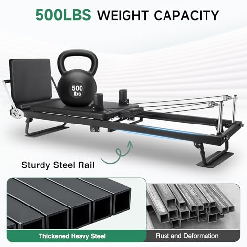 91.5inch Foldable Pilates Reformer with Pilates Ring Circle & Headrest, Jumpboard, Dual Resistance Springs T814543