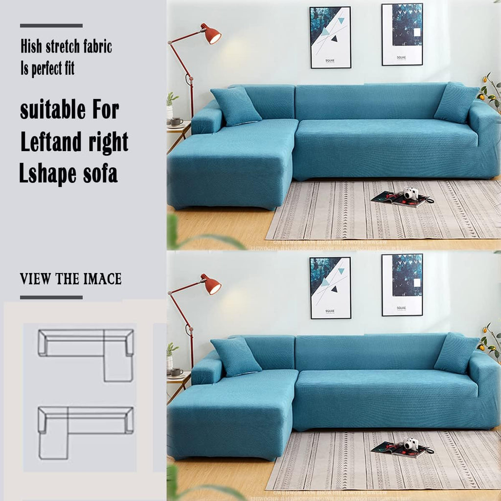 Royal Blue Polar Fleece Stretch Slipcover for Sectional Sofa A479