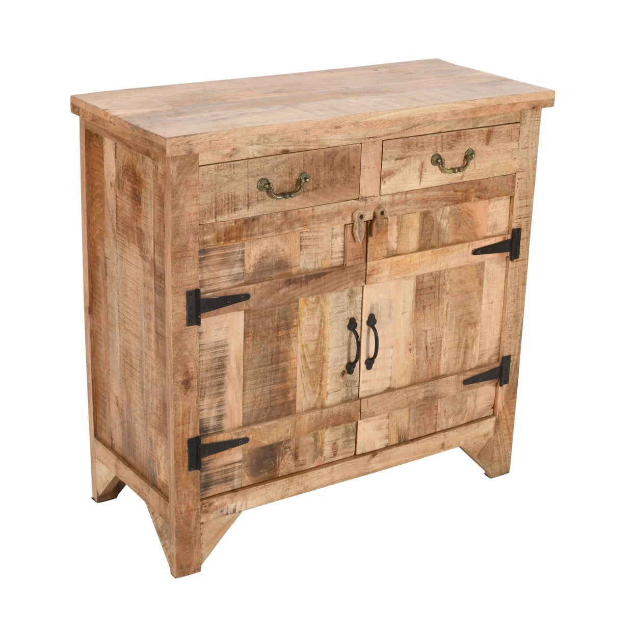 2 Drawer Mango Wood Cabinet Console, Rustic Brown B677