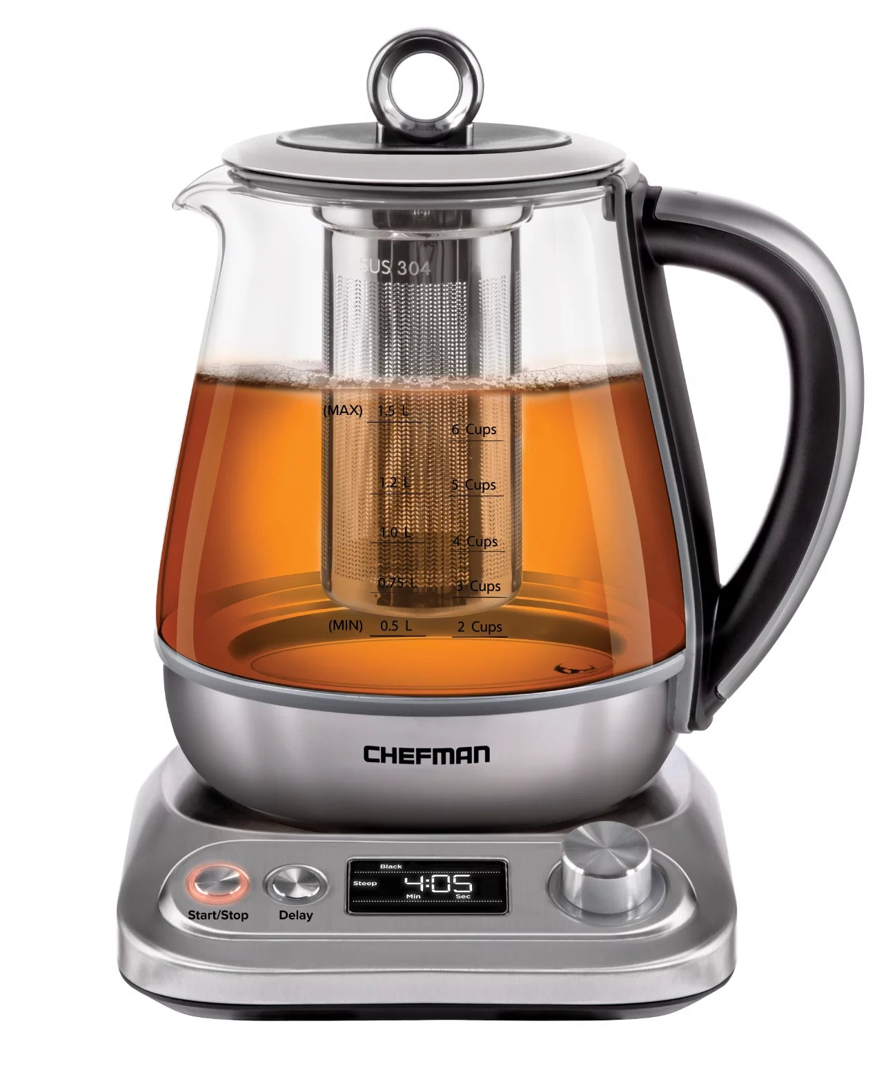 Digital Programmable Glass Electric Kettle, Stainless Steel, 1.5 Liter P4466