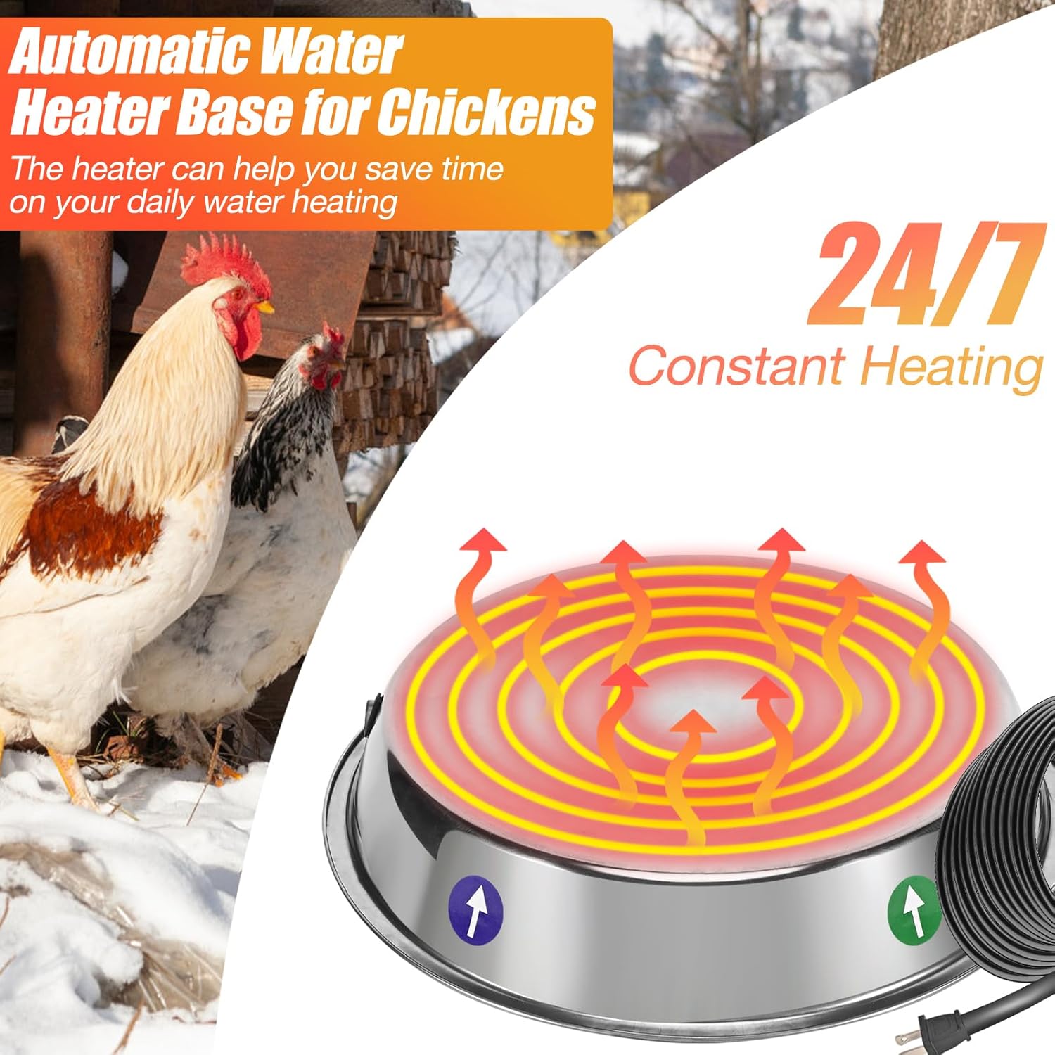 Heated Base for Poultry Waterer with 7.9ft Cable I544296