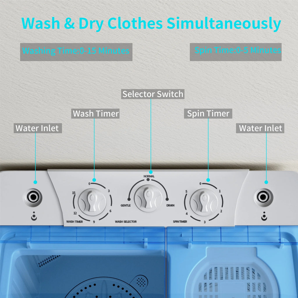Blue 2.33 cu.ft. Portable Washer & Dryer Combo Washing Machine N832