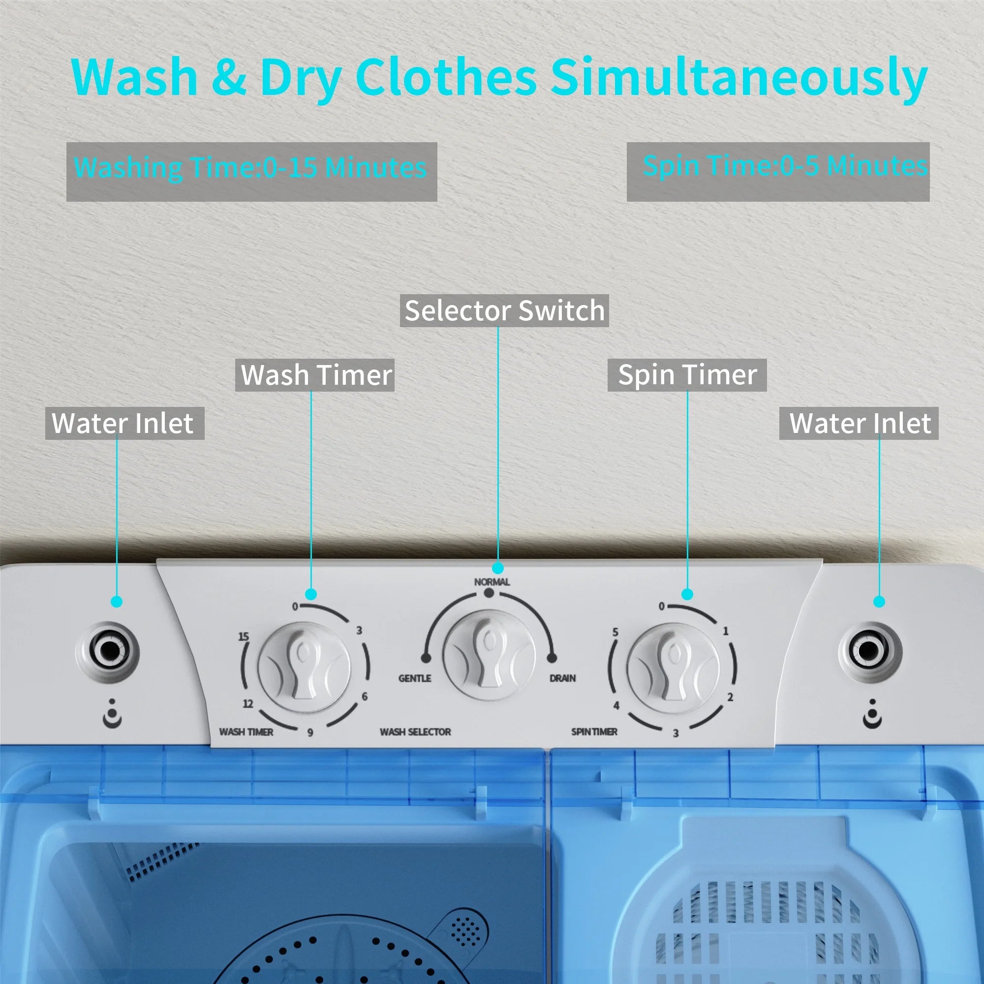 Blue 2.33 cu.ft. Portable Washer & Dryer Combo Washing Machine N832