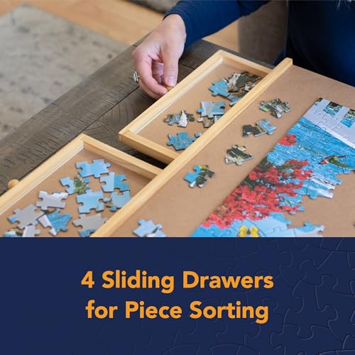 Puzzle Board with Drawers – 1000 Piece Wooden Puzzle Board with Sorting Trays C4452