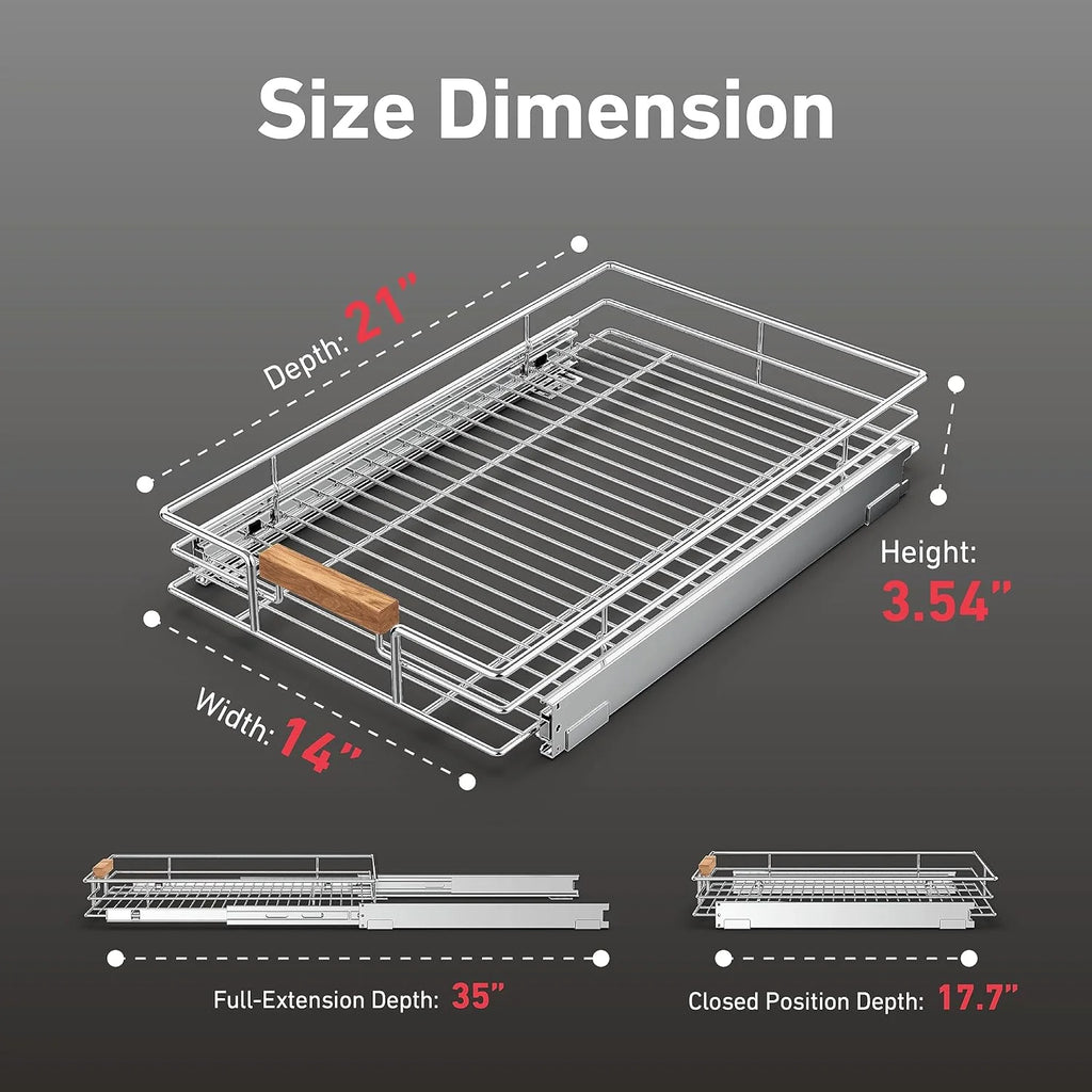 Chrome Heavy Duty Slide Out Cabinet Organizer 14W x 21D Z653