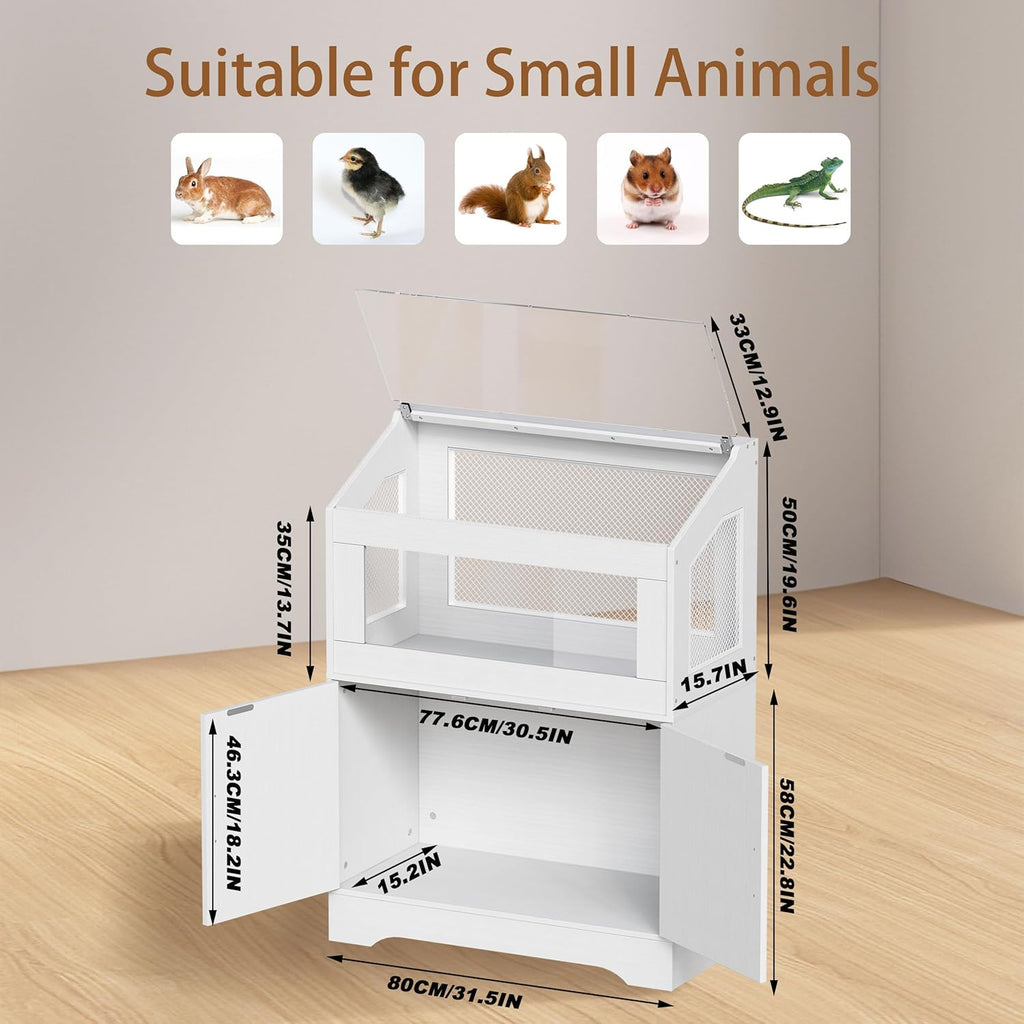 White Hamster Cage with Storage Cabinet H3616