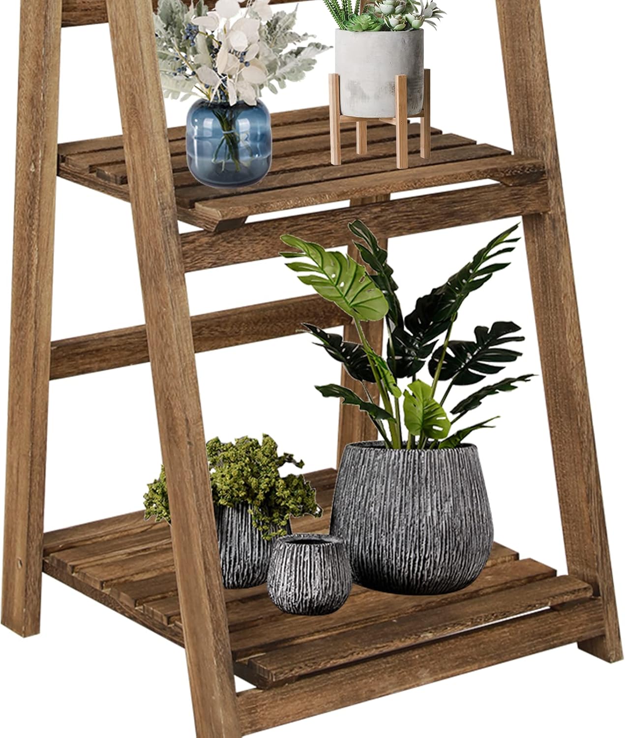 Light Brown 4 Tier Ladder Shelf Q905961