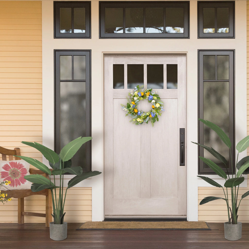 24" Artificial Daisy Floral Door Wreath, Multicolor W2406