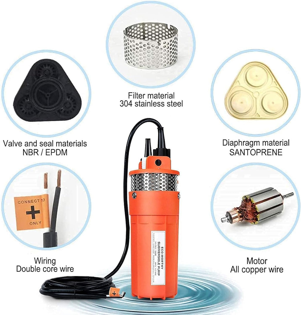 12V Solar Well Pump Kit with 120W Solar Panel and 10Ah Battery P6951