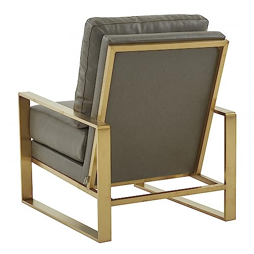White Leather Accent Armchair with Gold Frame K319
