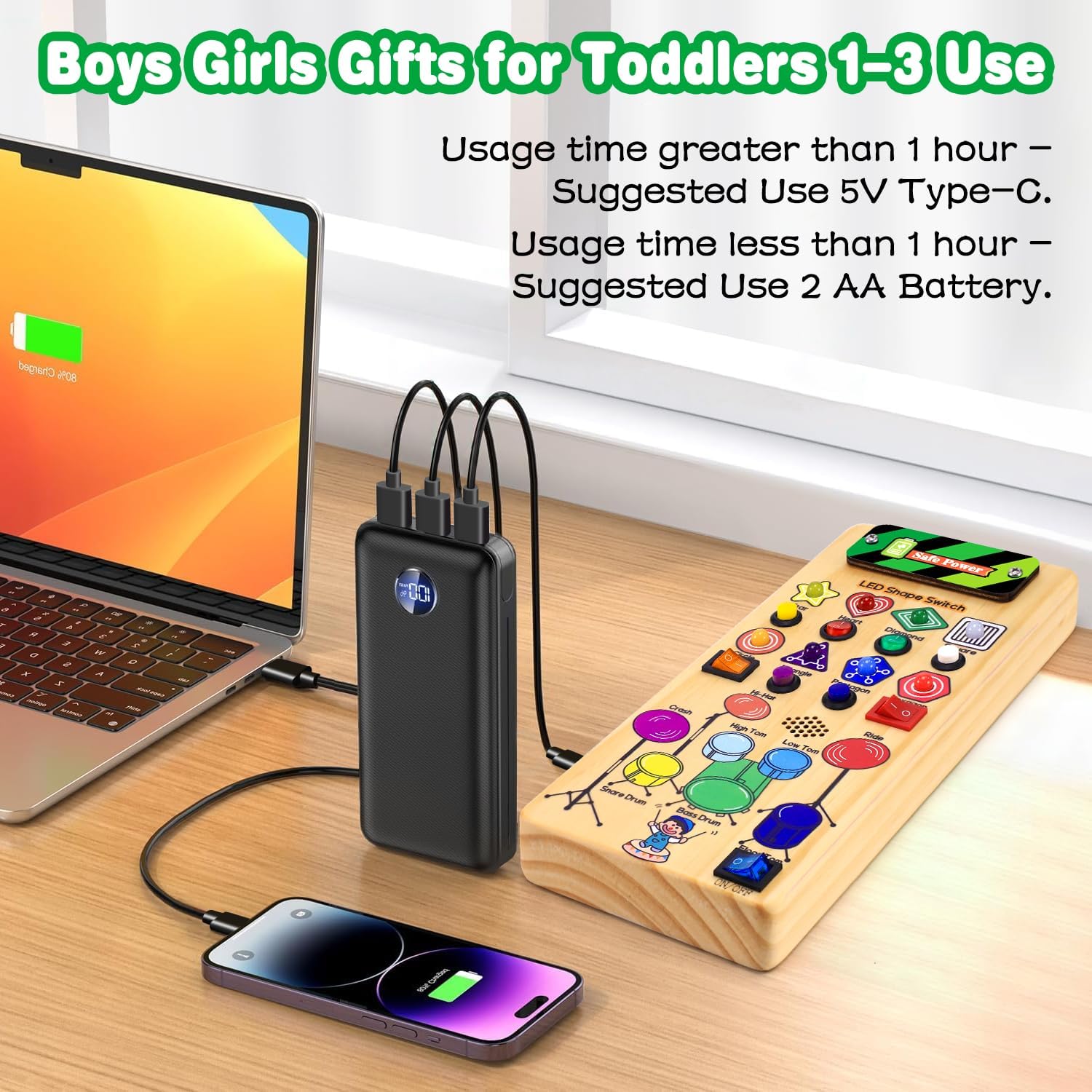 USB Busy Board with LED Shape Switch and Drum Set H9587