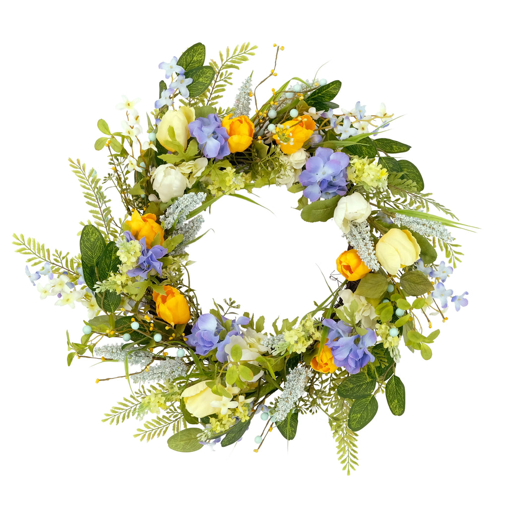 24" Artificial Daisy Floral Door Wreath, Multicolor W2406