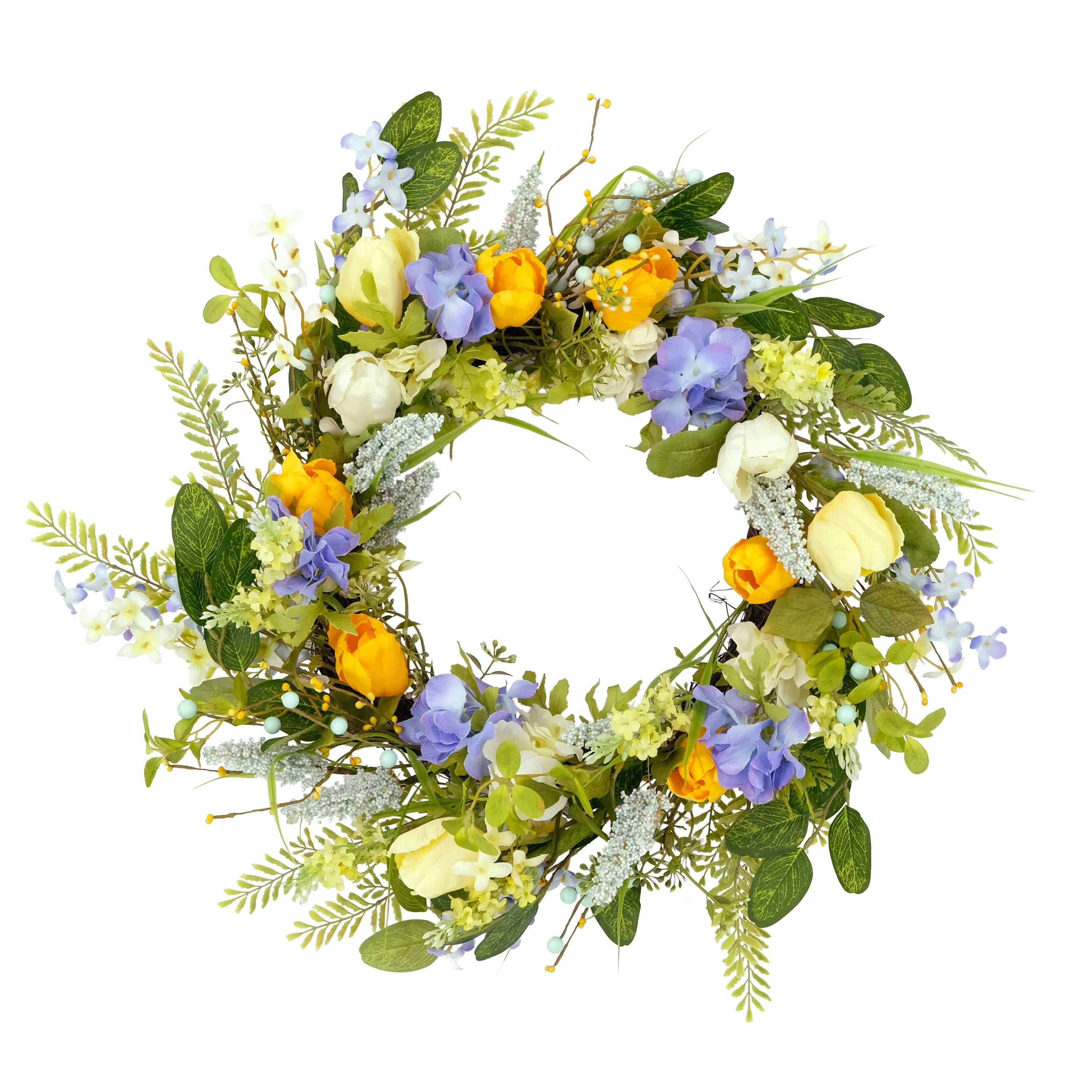24" Artificial Daisy Floral Door Wreath, Multicolor W2406