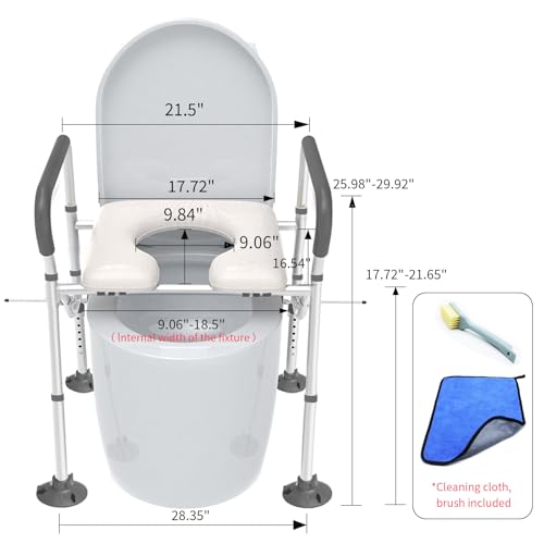 Raised Toilet Seat with Handles up to 450lbs, Wide Padded Elevated Toilet Seat P636