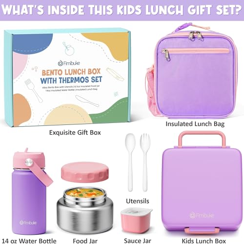 Leakproof 3-4 Compartments Lunch Bento Box Set with Insulated Thermos Food Jar, Water Bottle, Lunch Bag, Sauce Cup & Cutlery L3558