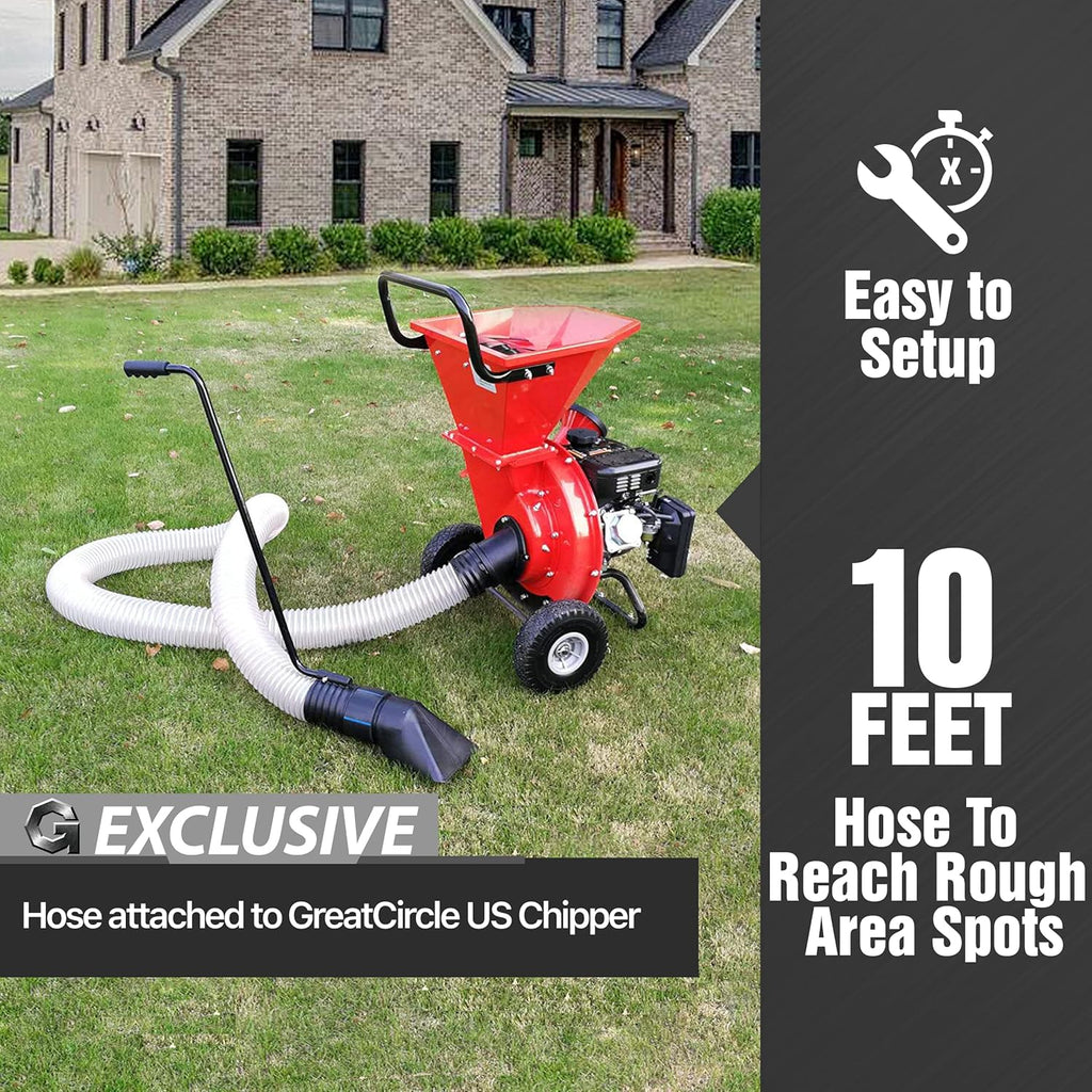 Wood Chipper Shredder Mulcher Leaf Vacuum Kit 4 Inch x 10 Foot Heavy Duty Accessory H2227