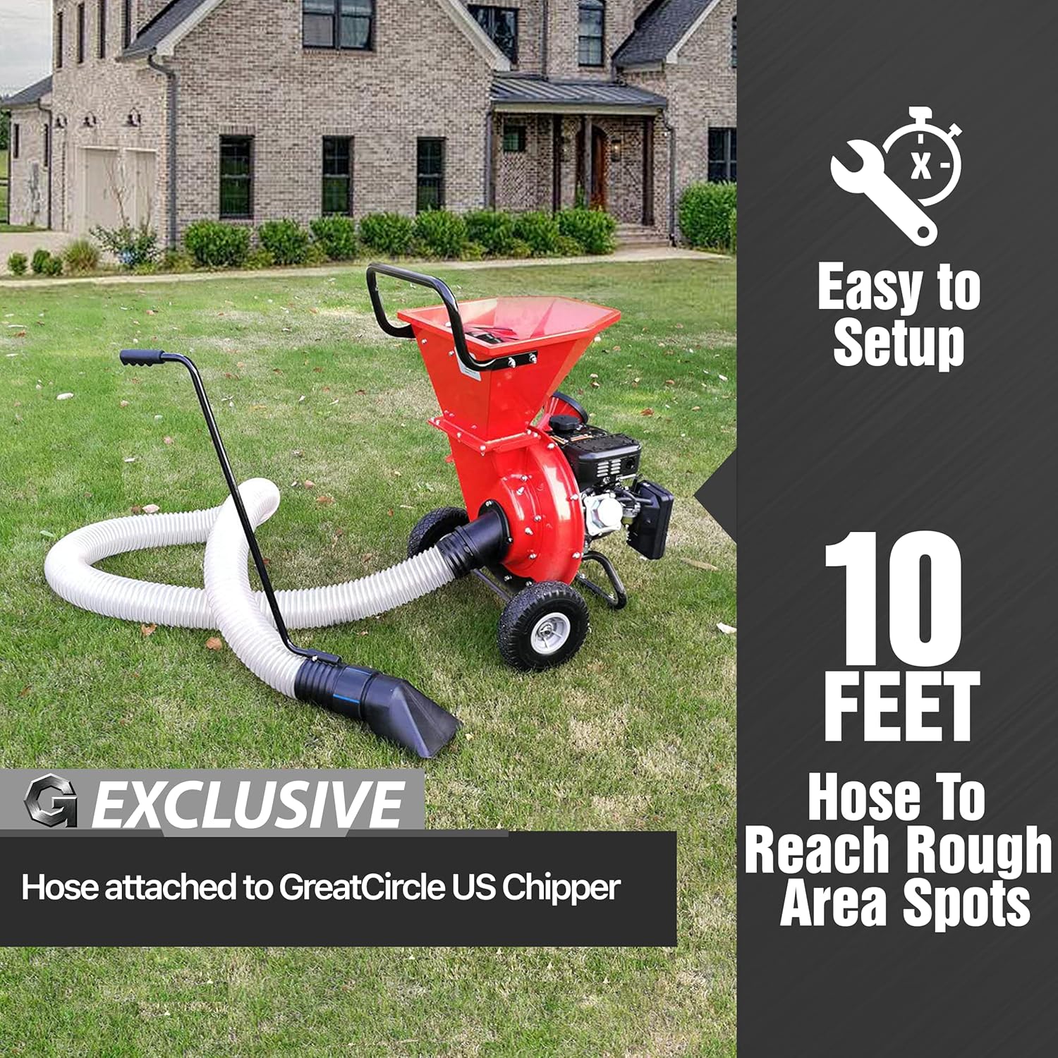 Wood Chipper Shredder Mulcher Leaf Vacuum Kit 4 Inch x 10 Foot Heavy Duty Accessory H2227