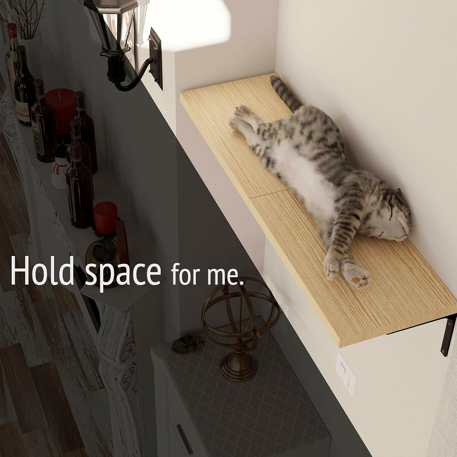 Cat Shelf Wall Furniture, 45-lb-tested-capacity, 16.75 x 10 x 1 in Wood Cat Tree, 1 pc. X406996