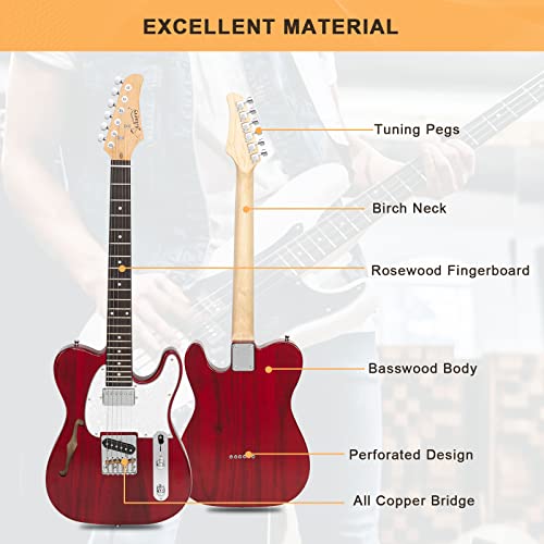 Transparent Wine Red Semi-Hollow Electric Guitar with Rosewood Fingerboard S114