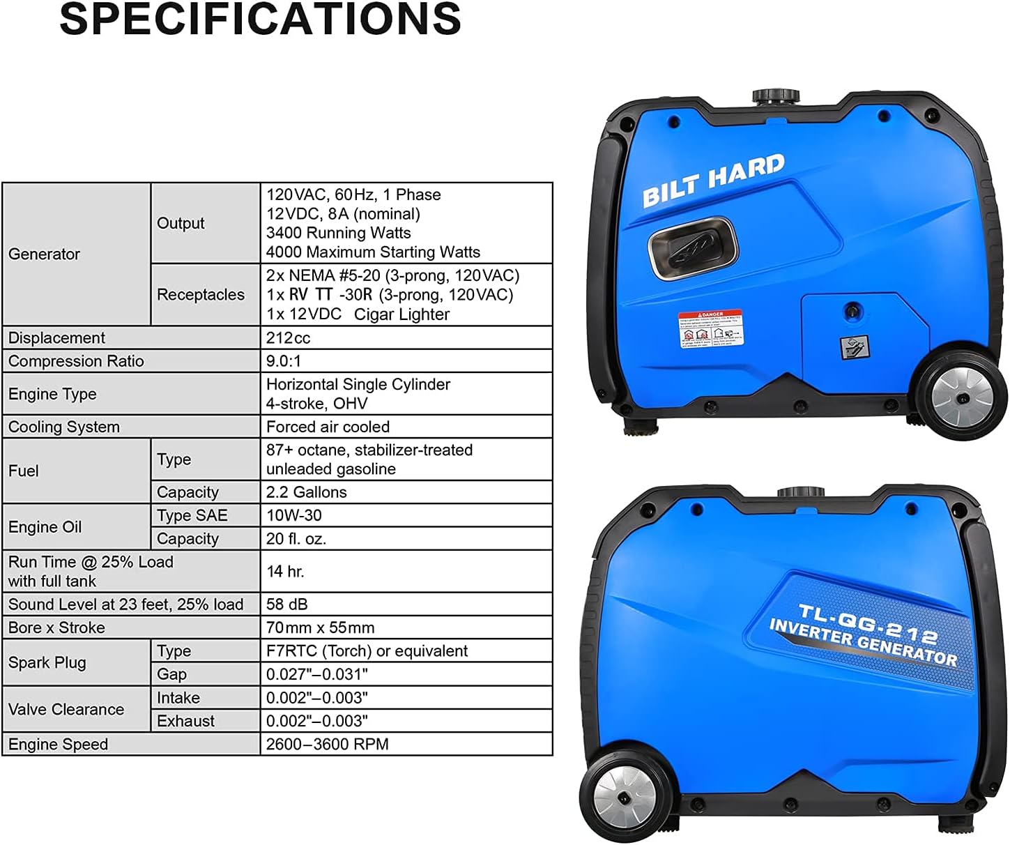 4000 Watt Quiet Inverter Generator with Electric Start H47158