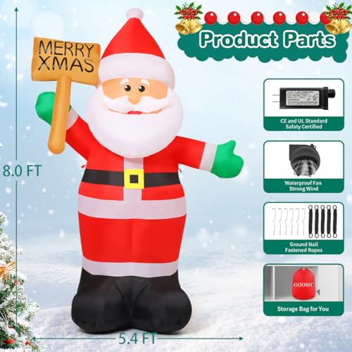 8 FT Santa Claus Inflatable with Built-in LEDs M2762