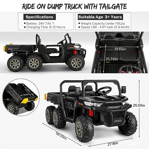 Blue 6x6 24V Kids UTV with Dump Bed Z84409