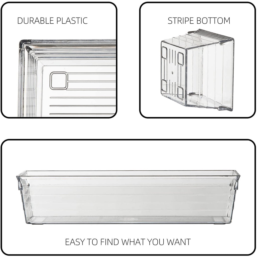 Set of 8 Clear Plastic Drawer Organizer Tray J65922