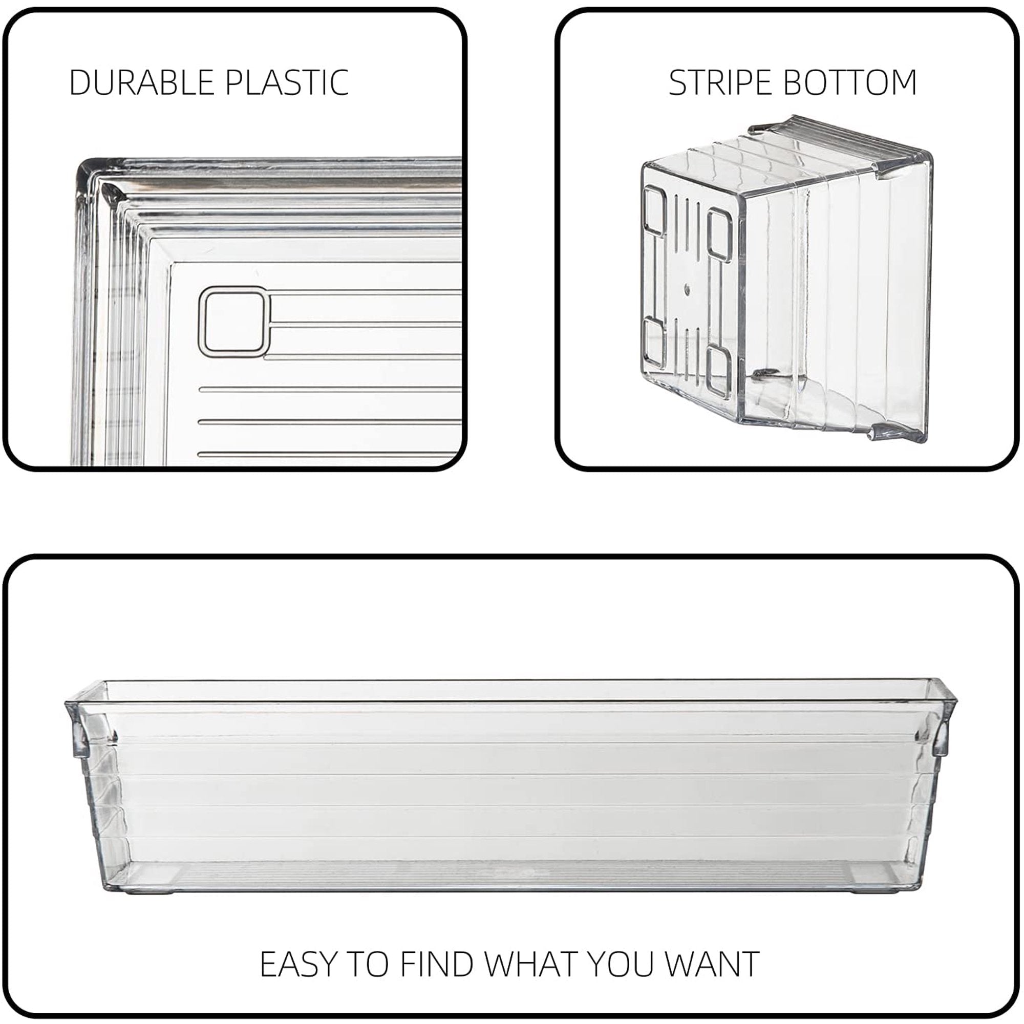 Set of 8 Clear Plastic Drawer Organizer Tray J65922