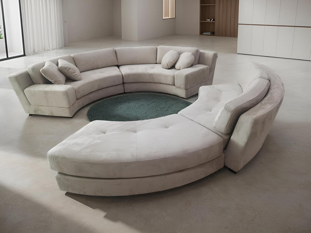 Beige Microfiber Fabric Sectional Sofa J580527