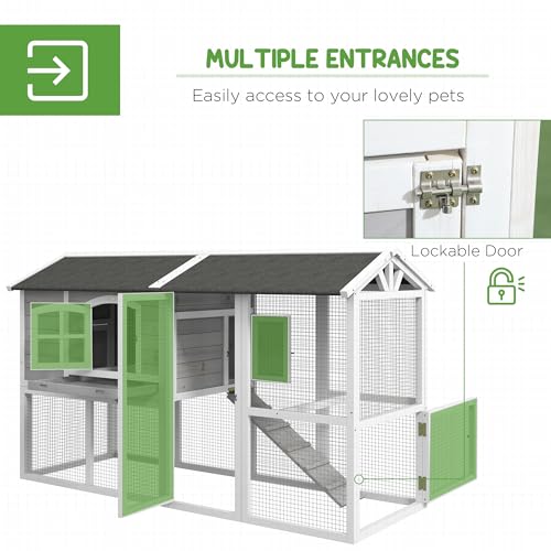 Light Gray Wooden Chicken Coop with Nesting Box and Removable Tray A989
