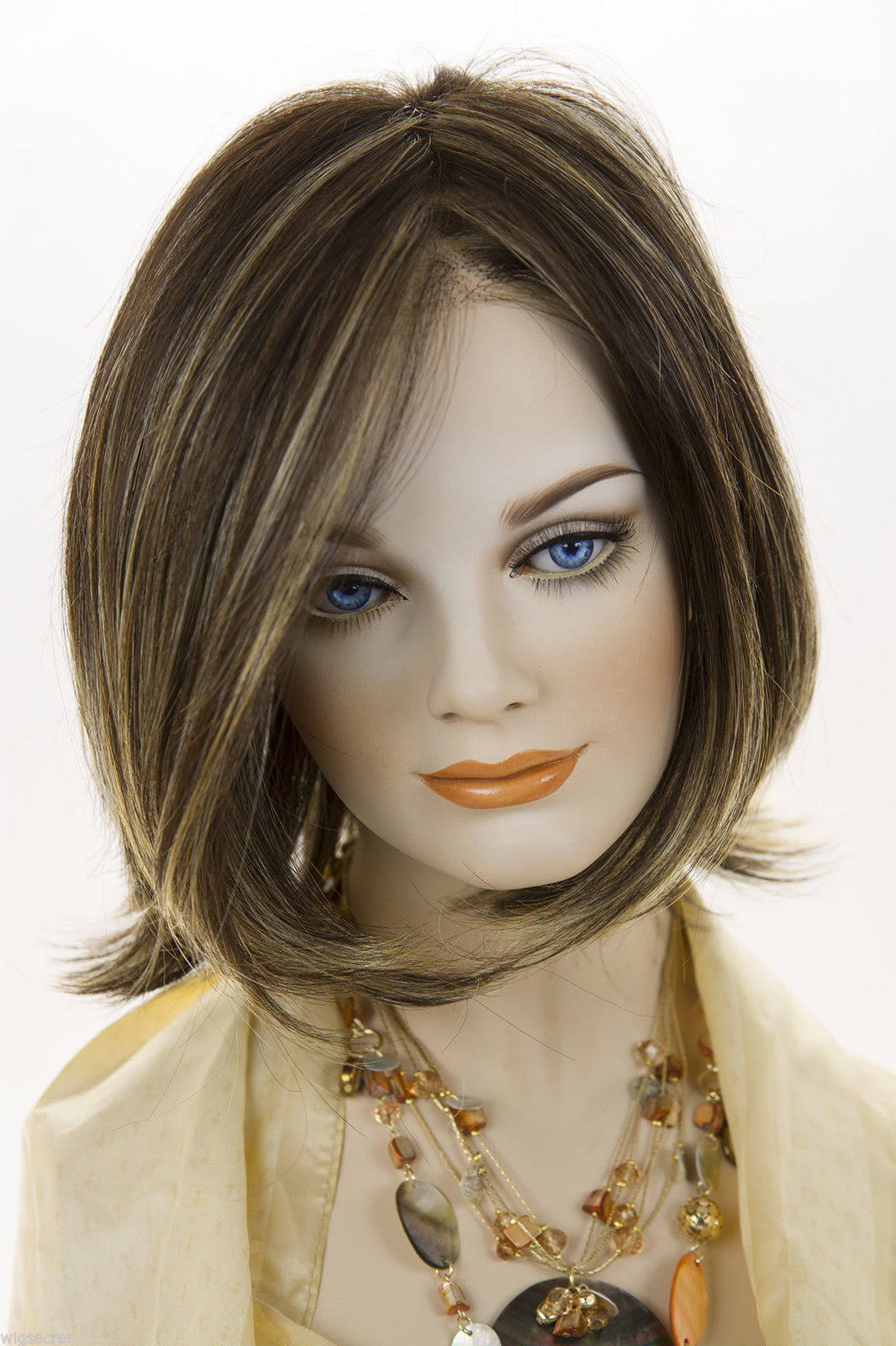 Medium Lace Front Mono Straight Blonde Brunette Red Wigs - Light Gold Brown Medium Gold G5802