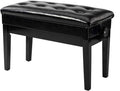 Black Faux Leather Adjustable Piano Bench with Storage C541