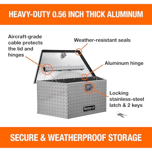 Aluminum Trailer Tongue Box, 18.3 x 16.1 x 33.4 Inch, Silver Diamond Tread Q9332
