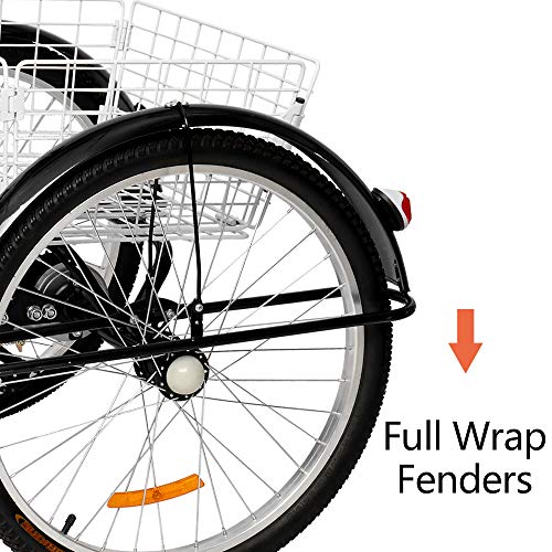 Adult Tricycle 7 Speed 24/26 Inch 3 Wheel Trike with Folding Front & Rear Basket B38096
