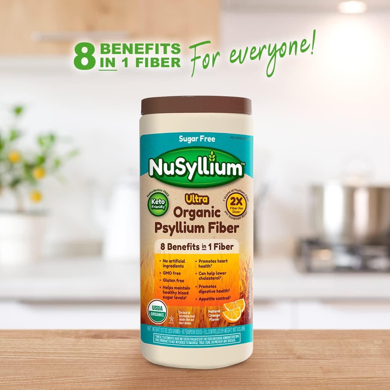 USDA Organic Psyllium Fiber Powder, Natural Orange, 42 Servings W707