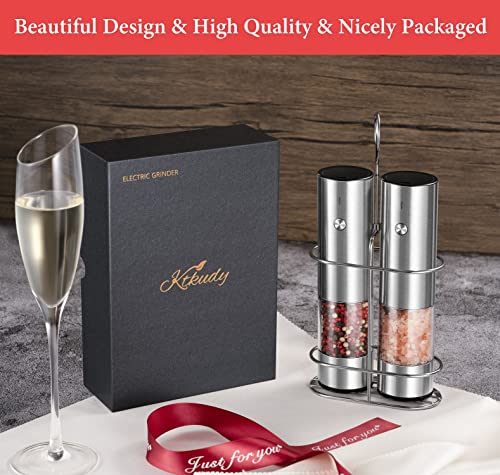 Rechargeable Electric Salt and Pepper Grinder Set with Holder Stainless Steel G203