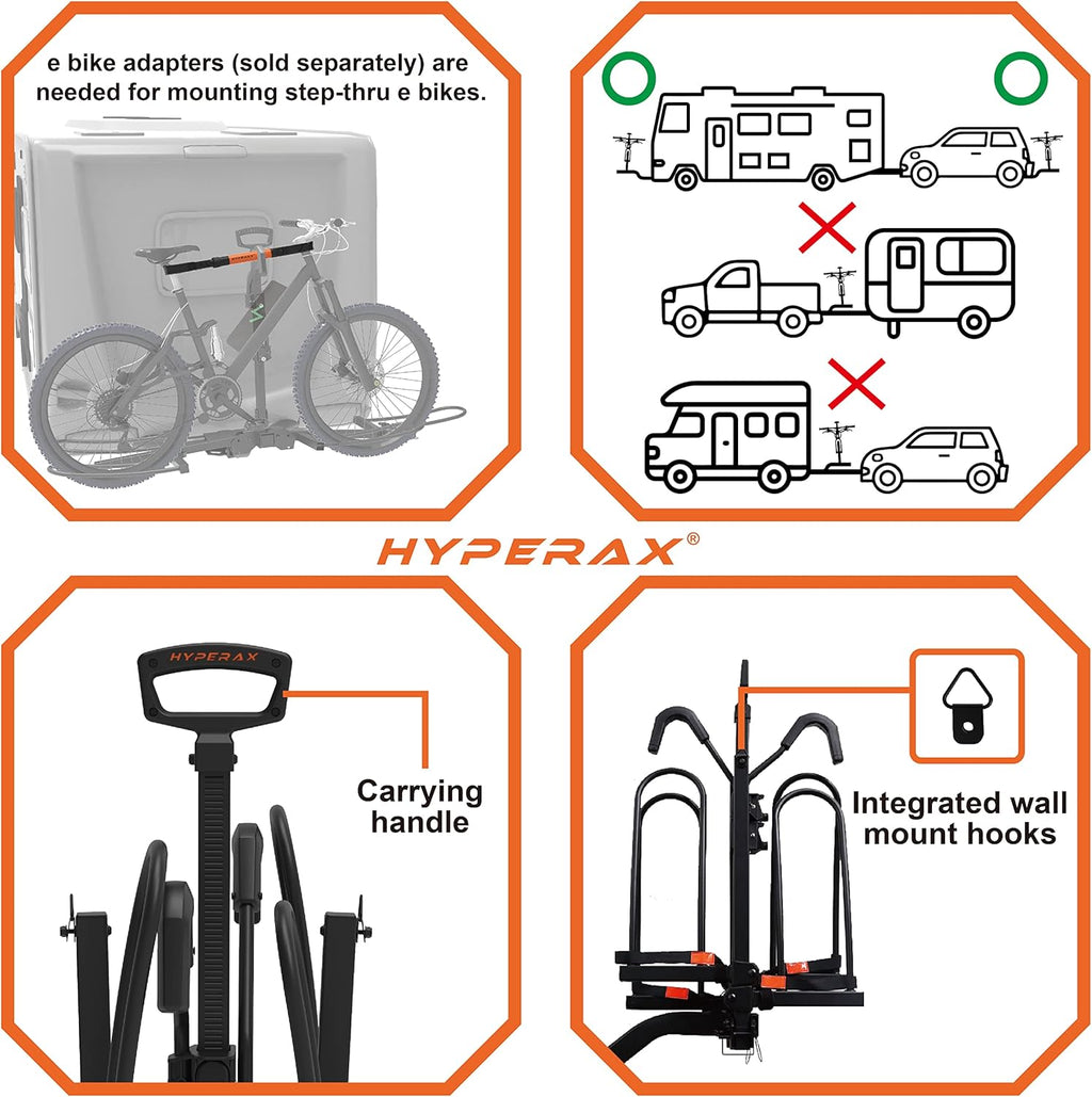 Platform Bike Rack for 2" Hitch Fits Up to 2 X 70 lbs Bike with Up to 5" Fat Tires B75185