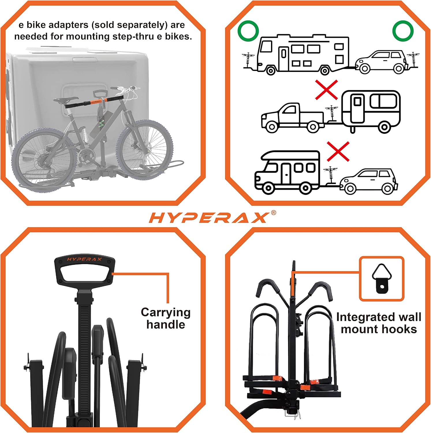 Platform Bike Rack for 2" Hitch Fits Up to 2 X 70 lbs Bike with Up to 5" Fat Tires B75185