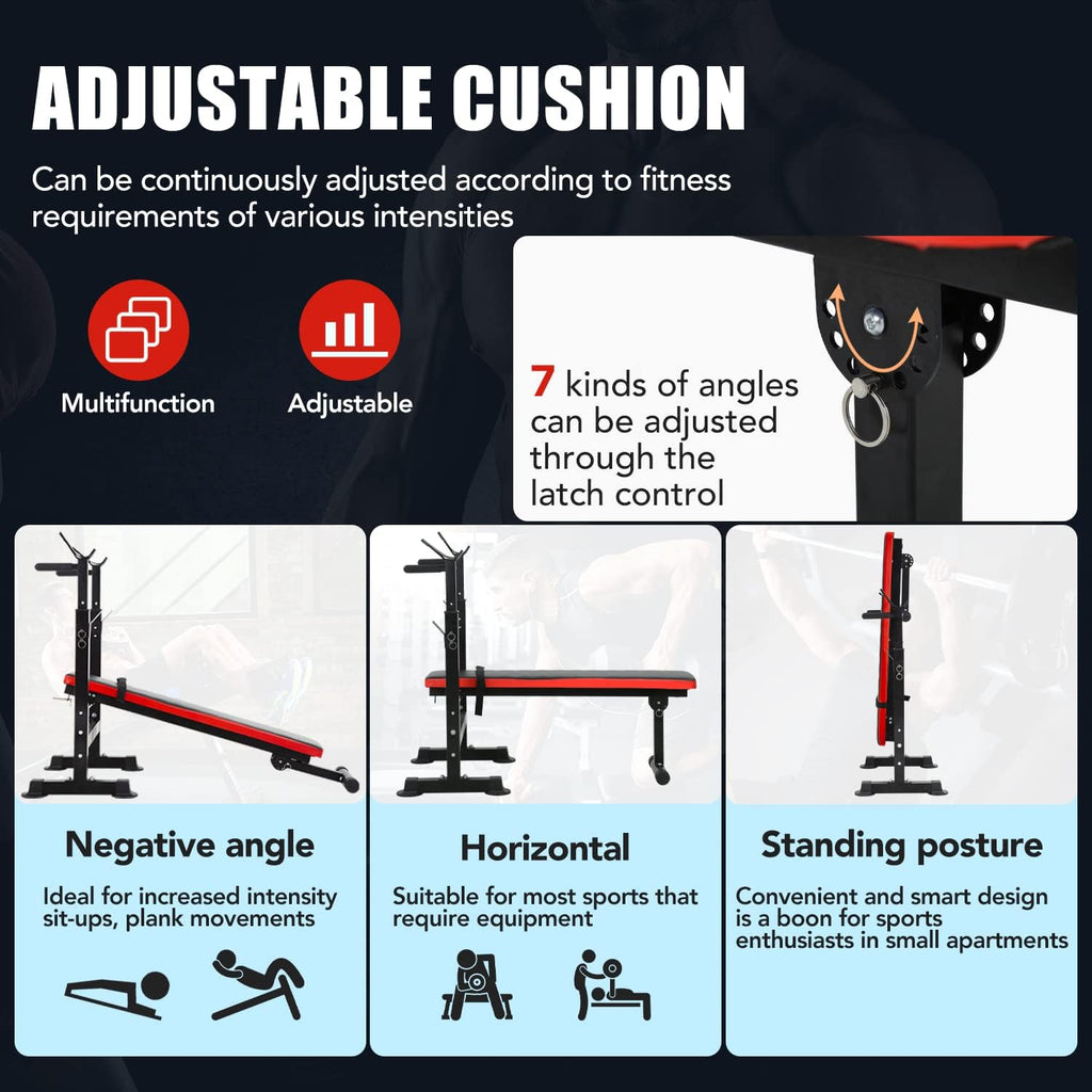 Adjustable Weight Bench with Barbell Rack M62552