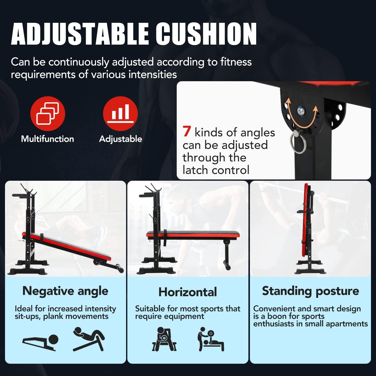 Adjustable Weight Bench with Barbell Rack M62552