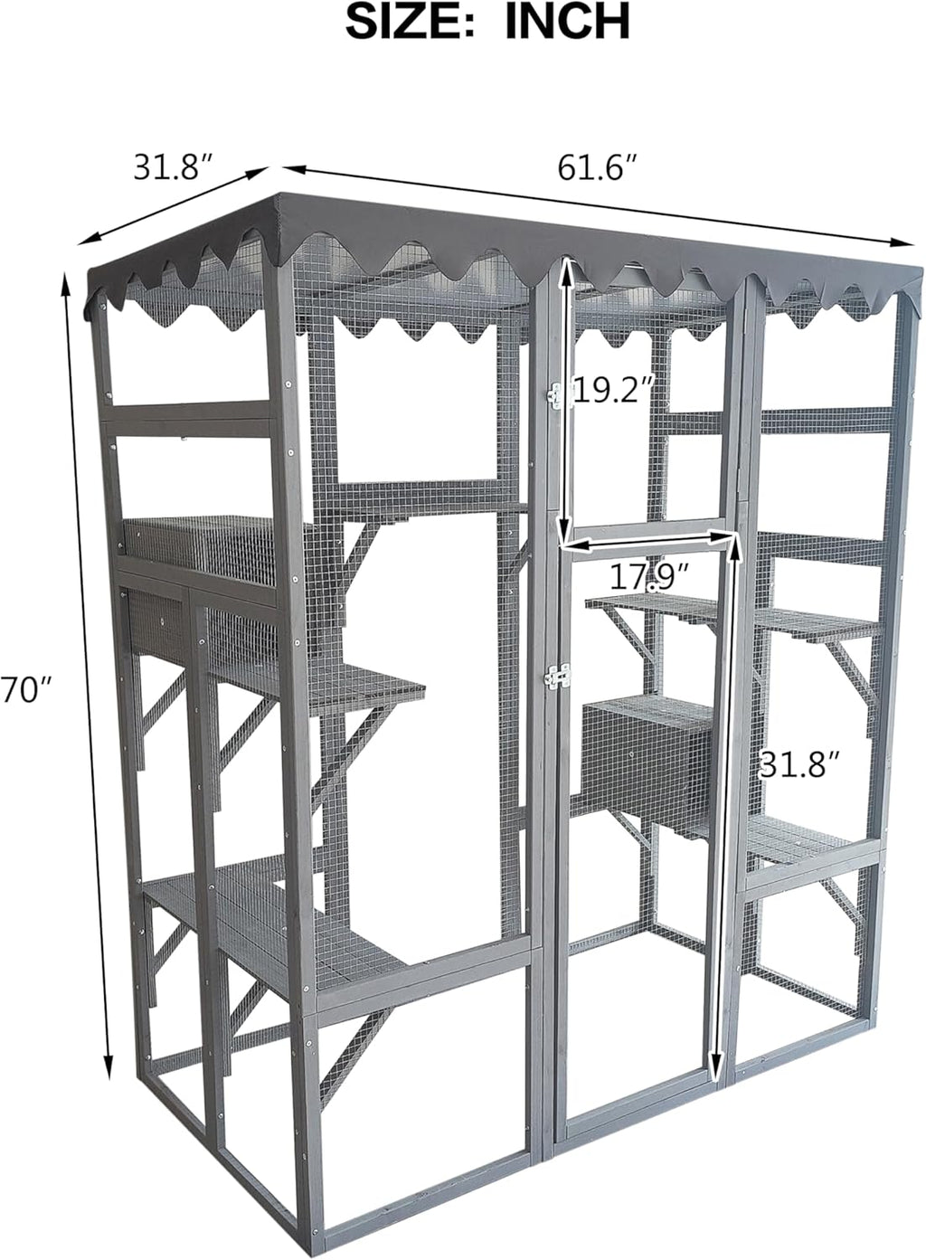 Large Wooden Cat Enclosure with Wheels and Glass Doors, 38" X 32" X 24" X612