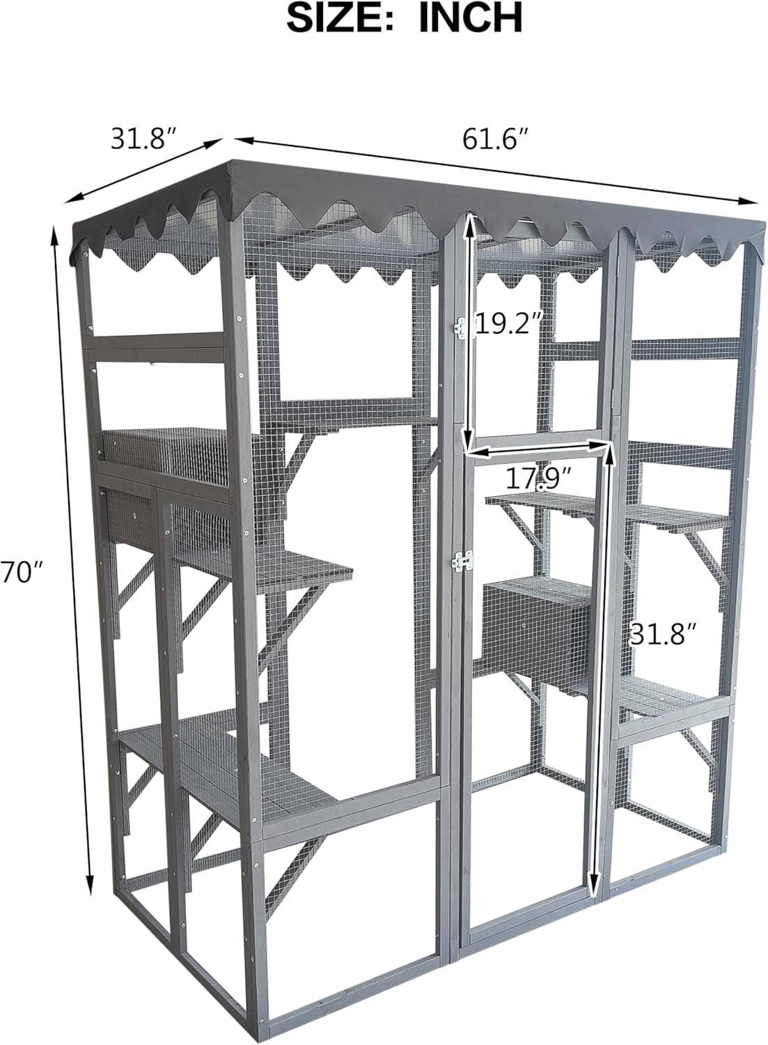 Large Wooden Cat Enclosure with Wheels and Glass Doors, 38" X 32" X 24" X612