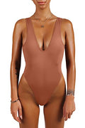 One Piece Swimsuit High Cut Low Back Retro U757