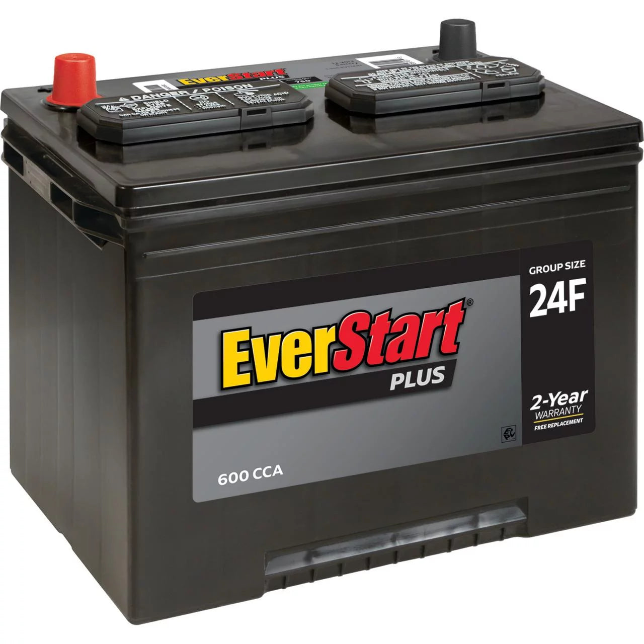 Lead Acid Automotive Battery, Group Size 24F 12 Volt, 600 CCA R23674