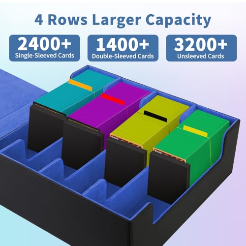 Trading Card Storage Box 4Rows, 3200+ Cards, with 24 Dividers & 4 Foam Stoppers W518