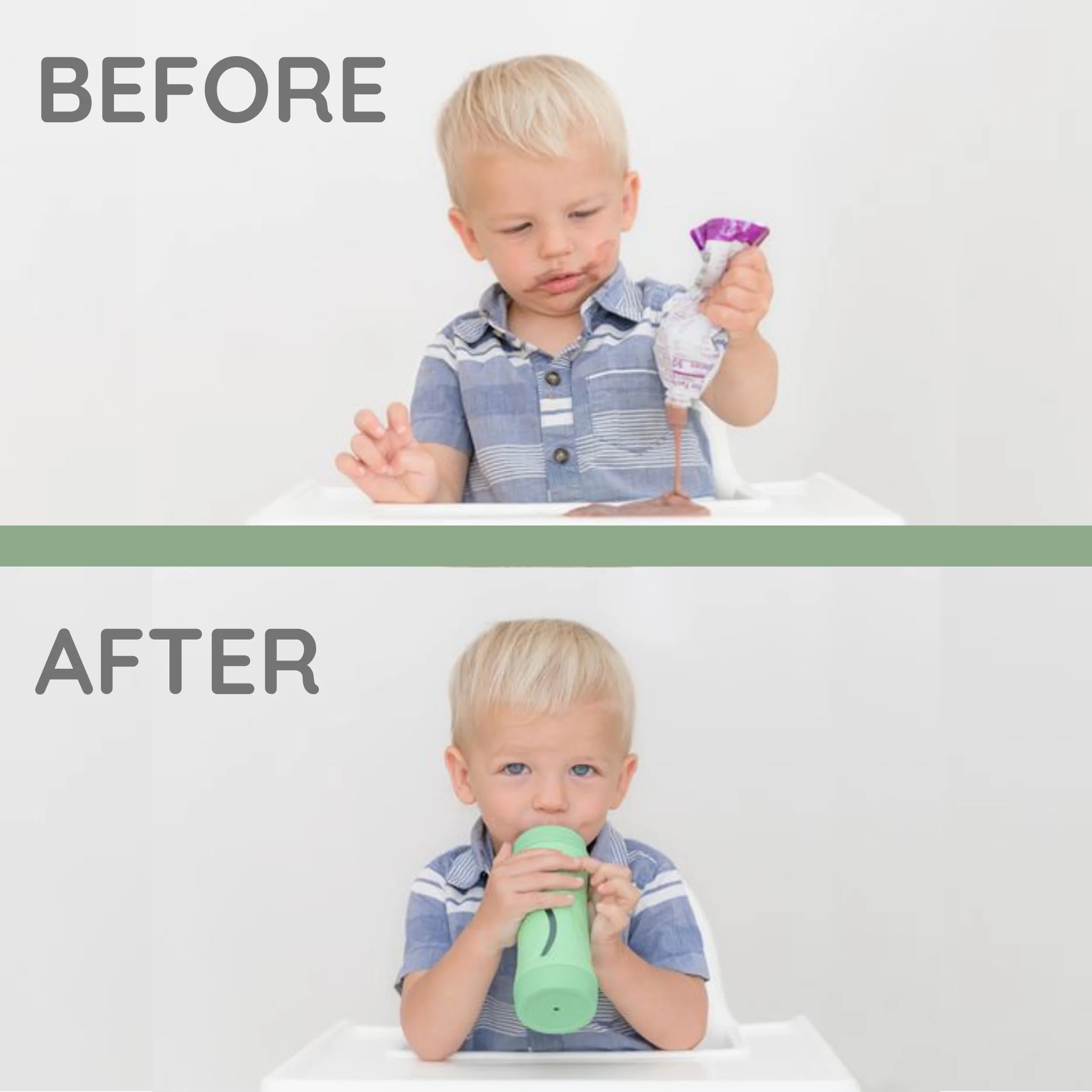 Baby Food Bottle Self Feeder Reusable Silicone Cup Sage J3360