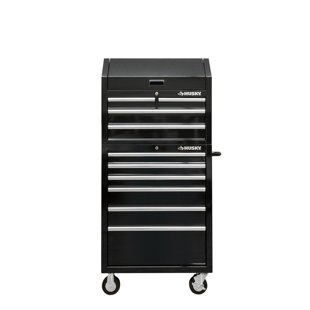30 in. W 10-Drawer Gloss Black Tool Chest and Rolling Cabinet Set J923